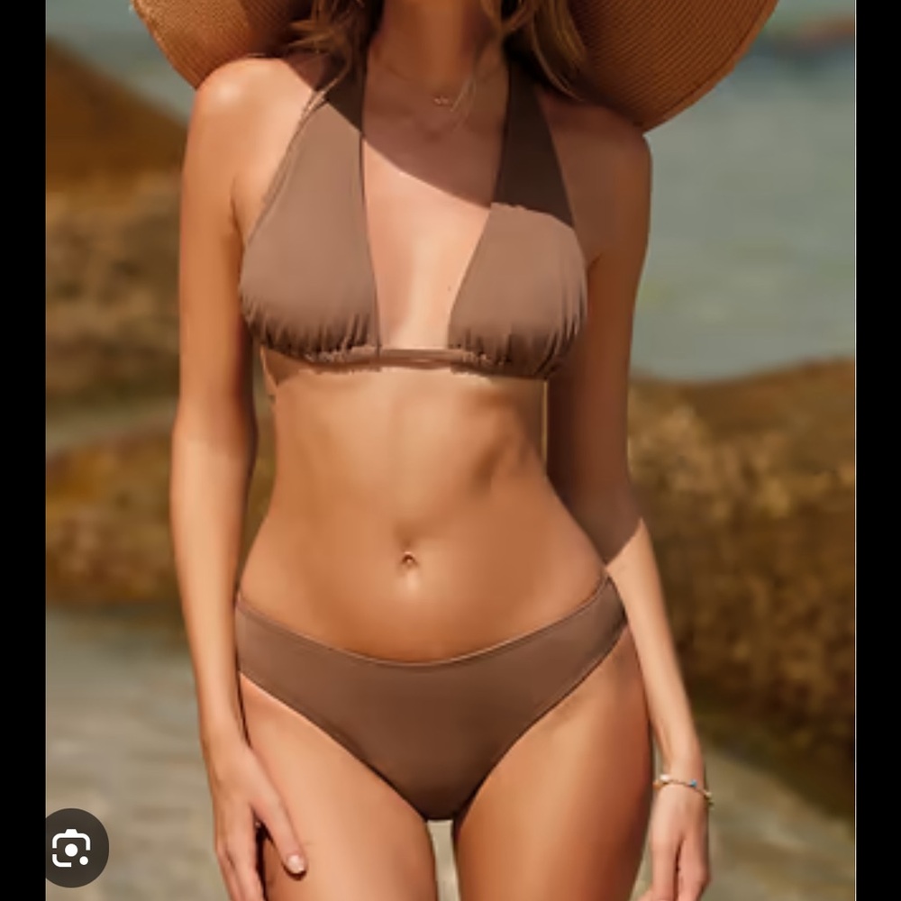 Cupshe Tan Brown Halter Bikini Set